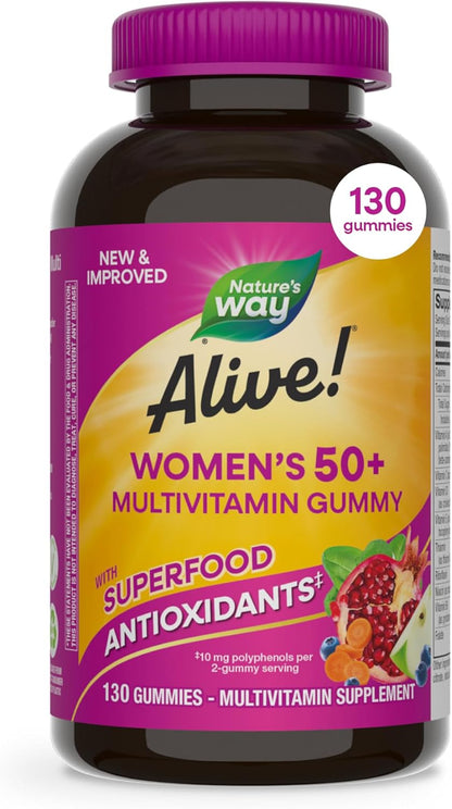 Nature's Way Alive! Women's 50 Plus Multivitamin Gummy, Mixed Berry, 130 Gummies