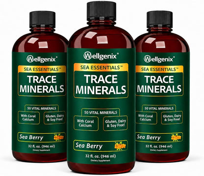 Wellgenix Sea Essentials Liquid Trace Minerals, 3-Pack, 946 ml Each