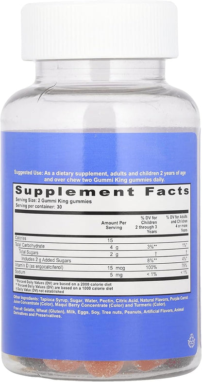 Gummi King Vitamin D for Kids, 60 Gummies (7.5 mcg per Gummy)