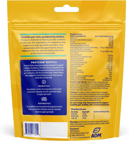 Protexin Daily Care Gut+ Wellness Dog Chews, Duck and Carrot Flavour, 60 Count