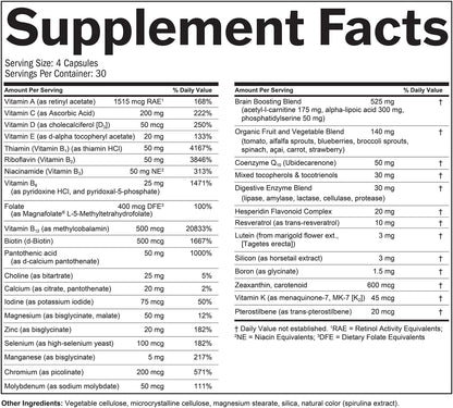 BRAINMD Dr. Amen NeuroVite Plus - 120 Capsules - Multivitamin & Mineral Supplement with Phytonutrients, Enzymes & Whole Foods - Gluten-free