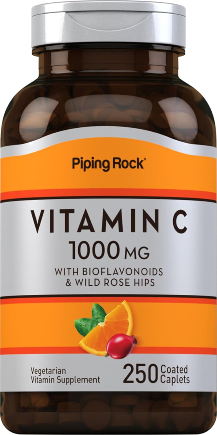 Piping Rock Vitamin C 1000mg with Bioflavonoids and Rose Hips, 250 Caplets - görsel 1