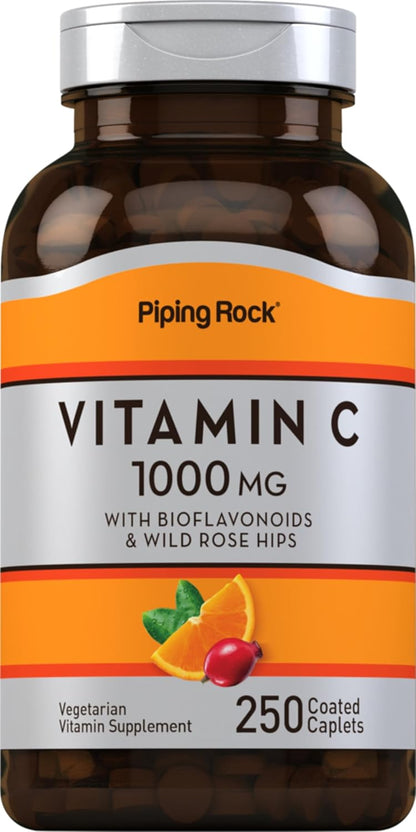 Piping Rock Vitamin C 1000mg with Bioflavonoids and Rose Hips, 250 Caplets