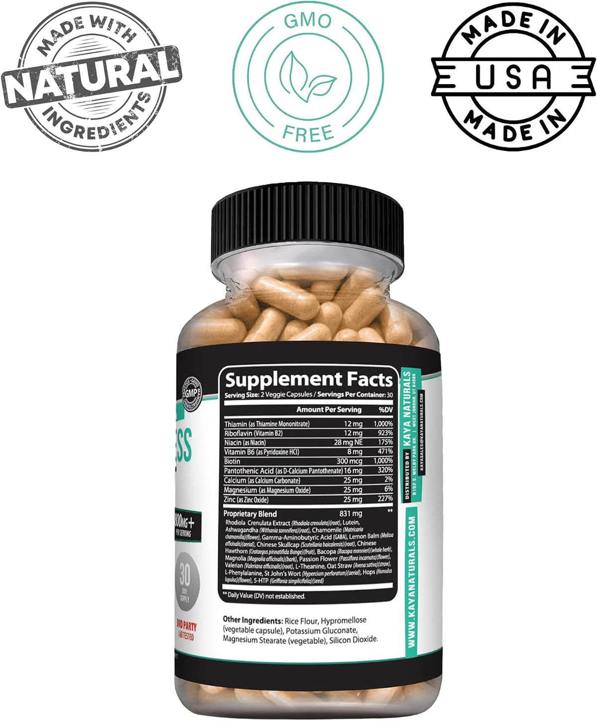 Kaya Naturals Natural Herbal Stress Support Supplement – 60 Capsules - görsel 3