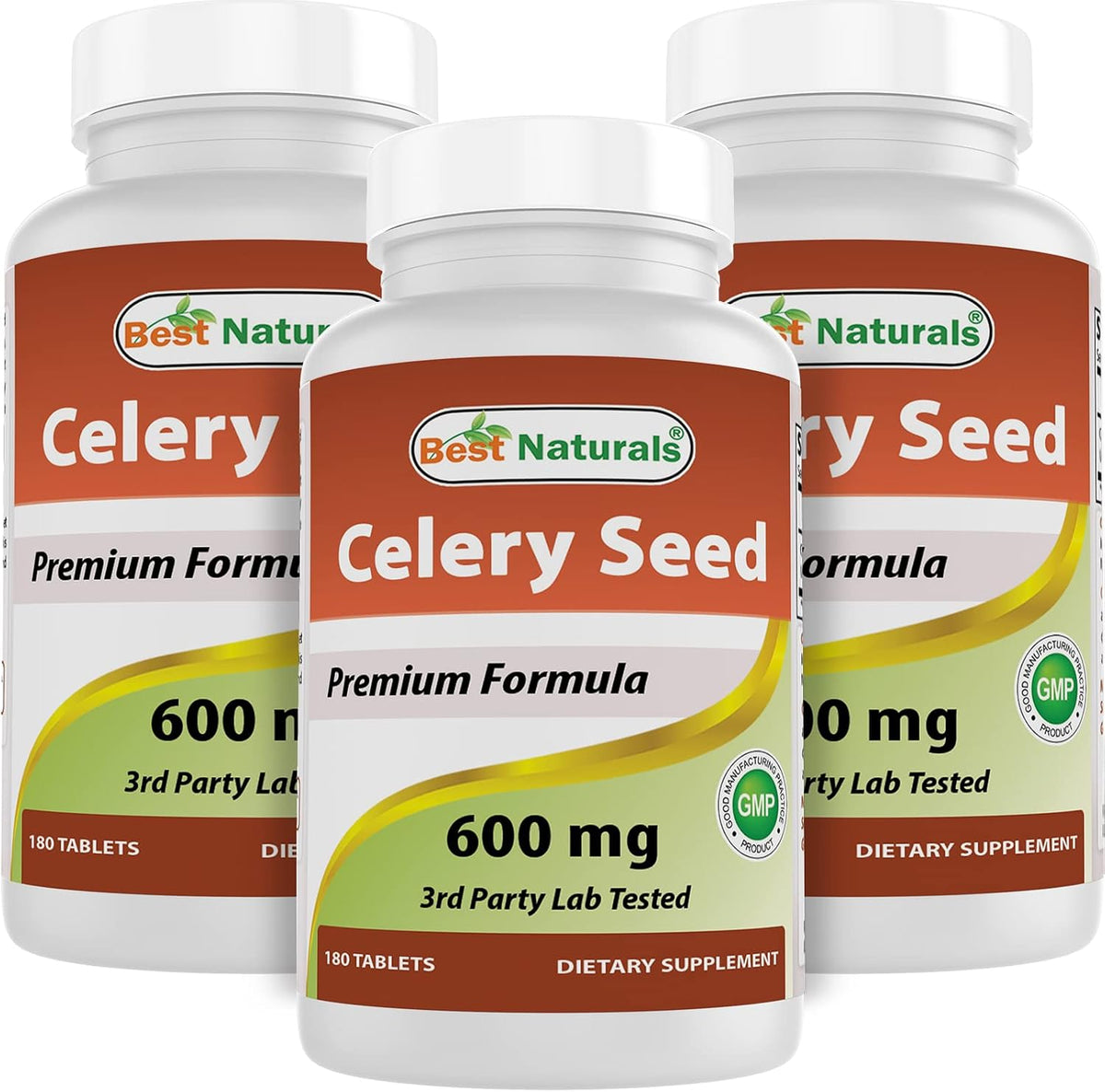 Best Naturals Celery Seed 600 mg – 180 Tablets (Pack of 3) - görsel 1