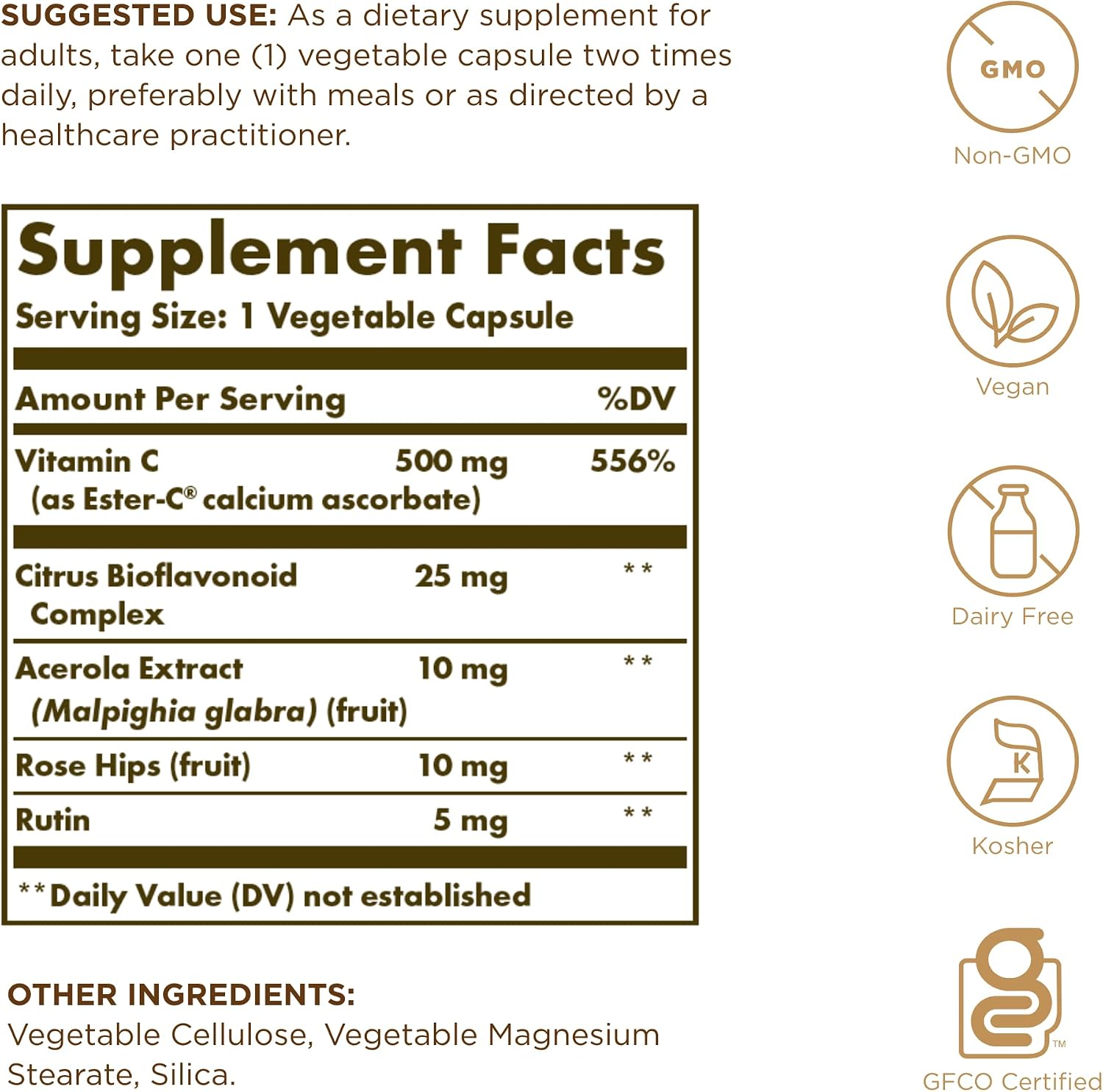 Solgar Ester-C Plus 500 mg Vitamin C - Gentle Non-Acidic - 50 Vegetable Capsules - görsel 2