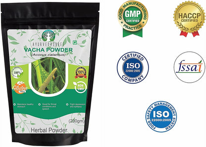 AYURVEDASHREE Calamus Powder (Vacha) - Acorus Calamus Root Powder, 200g