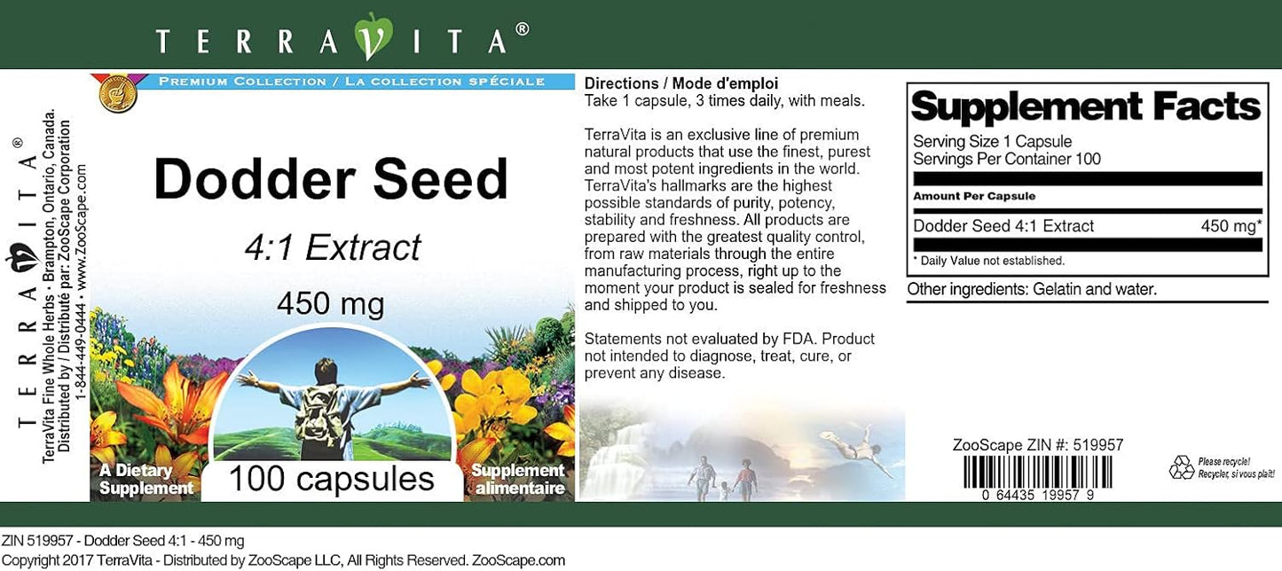 Dodder Seed 4:1 Extract – 450 mg, 100 Capsules - görsel 3