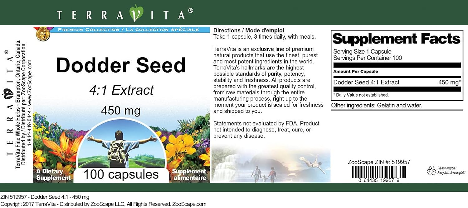 Dodder Seed 4:1 Extract – 450 mg, 100 Capsules - görsel 3