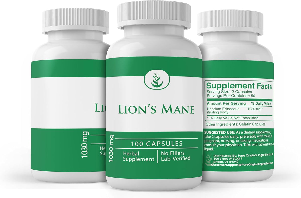 PURE ORIGINAL INGREDIENTS Lion's Mane, 100 Capsules - görsel 4
