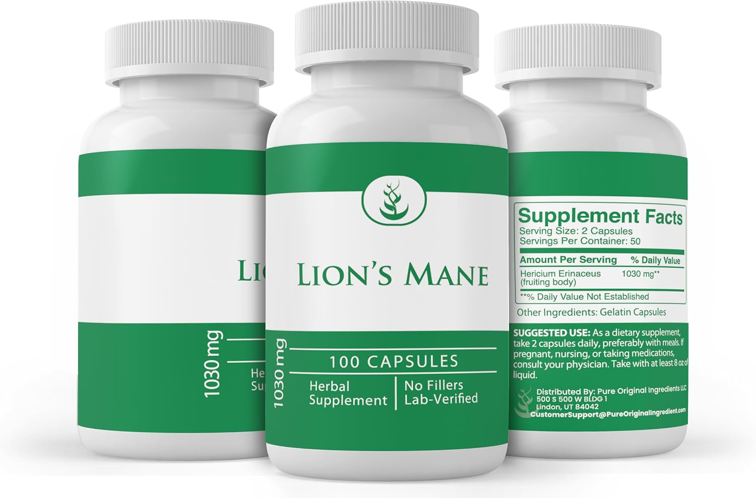 PURE ORIGINAL INGREDIENTS Lion's Mane, 100 Capsules - görsel 4