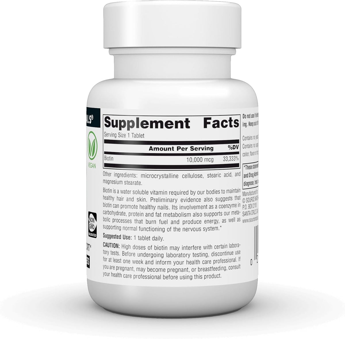 Source Naturals Biotin 10,000 mcg - Hair, Skin & Nail Support - 120 Tablets – Image 3
