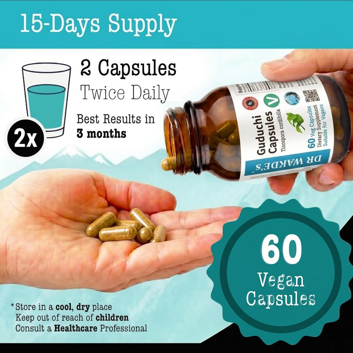 DR WAKDE's Guduchi Capsules (Tinospora cordifolia, 60 Veg Caps, Plant-Based Supplement, Ayurvedic Herb, All Natural, Vegan) - görsel 5