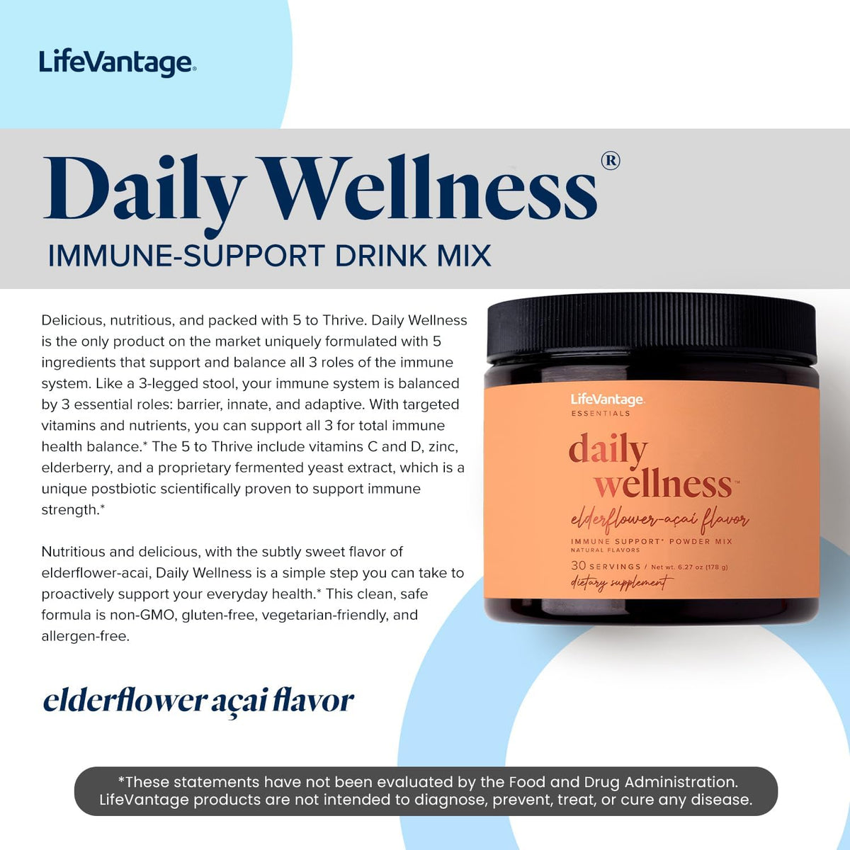 LifeVantage Daily Wellness Immune Support Drink Mix, Elderflower & Acai, 30 Servings - görsel 4