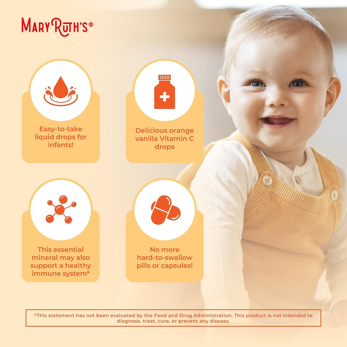 MaryRuth's Infant & Baby Vitamin C Supplement | USDA Organic Vitamin C Liquid Drops for Infants | Ages 6-12 Months | Immune Support | Overall Health | Vegan | Non-GMO | Gluten-free | 60 ml - görsel 6