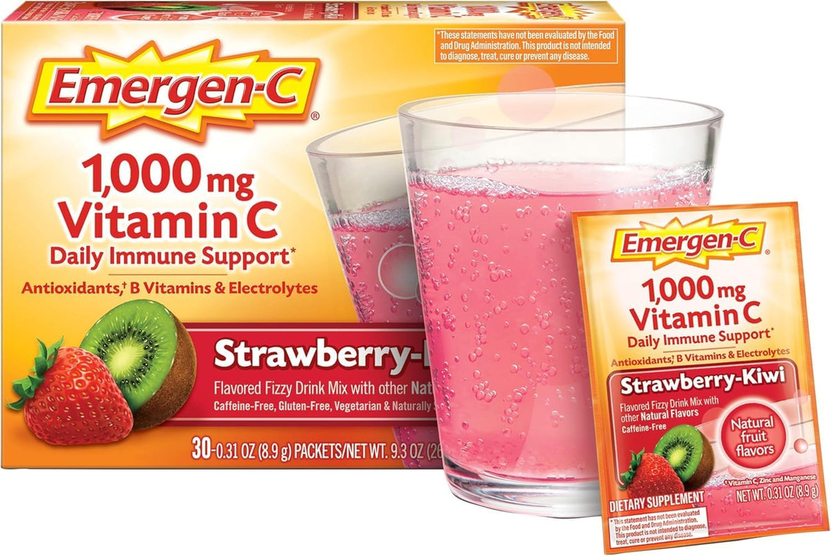 Emergen-C 1000mg Vitamin C Powder, Strawberry Kiwi Flavour, Antioxidants, B Vitamins and Electrolytes, 30 Sachets (Pack of 2) - görsel 5