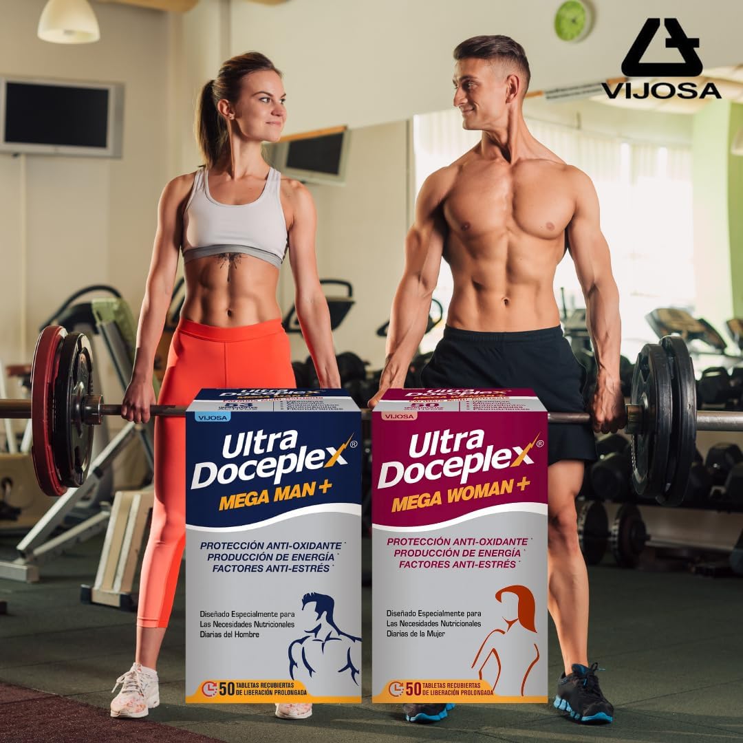 Ultra Doceplex Mega Man+ & Mega Woman+ – Tailored Multivitamin Duo for Men and Women – 50 Prolonged-Release Tablets Each – Energy, Stress, and Antioxidant Support - görsel 2