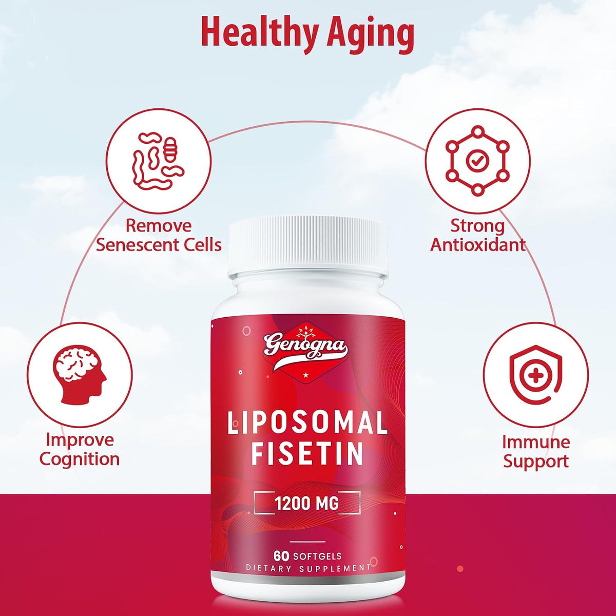 98% Pure Liposomal Fisetin Supplement 1200 mg - 120 Capsules - Genogna - görsel 5