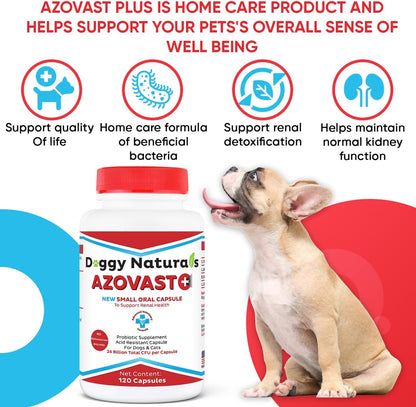 Azovast Plus Kidney Health Supplement for Dogs and Cats, 360 Capsules