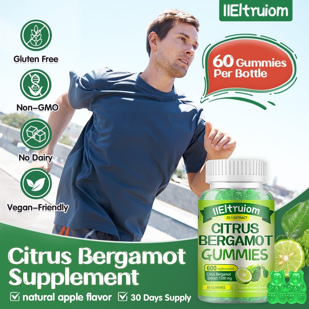 IIEltruiom Citrus Bergamot 1500mg Gummies with Resveratrol & Niacin - görsel 5
