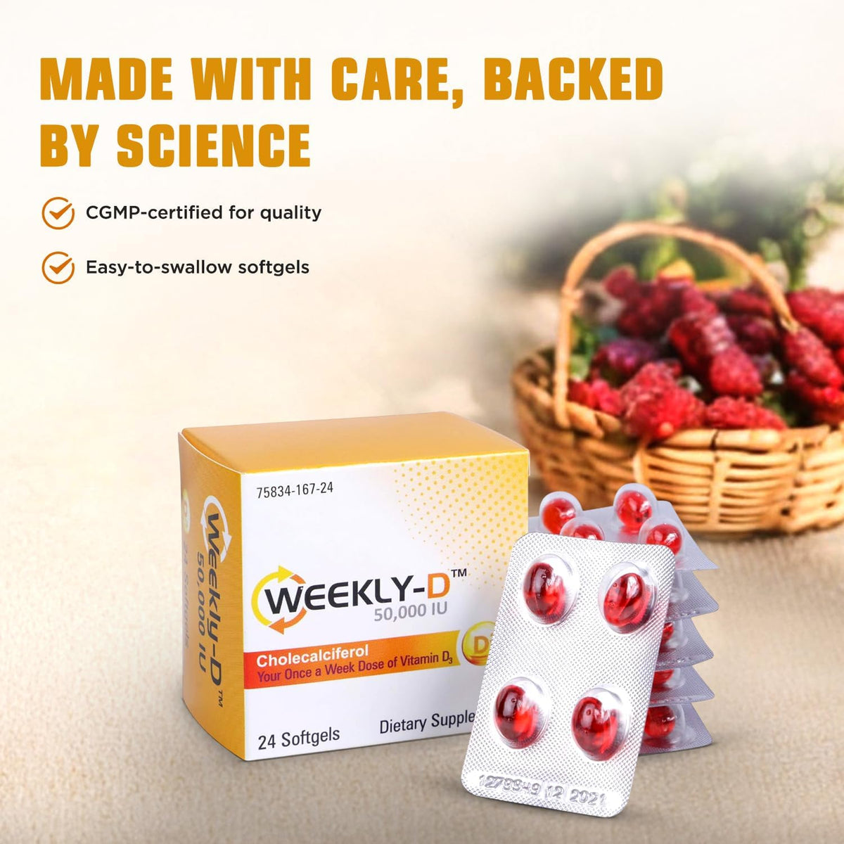 Nivagen Weekly-D Vitamin D3 50,000 IU (Cholecalciferol) Once-Weekly Softgels - görsel 6