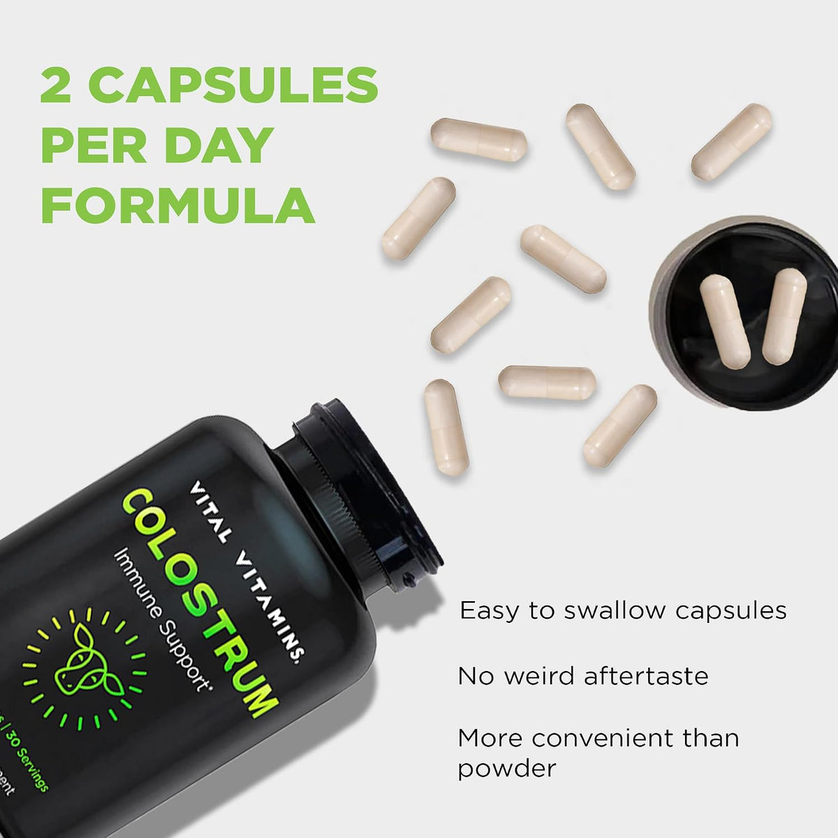 Vital Vitamins Colostrum Supplement - Vitamin C, Zinc & Selenium - Grass-Fed - 60 Capsules - görsel 8