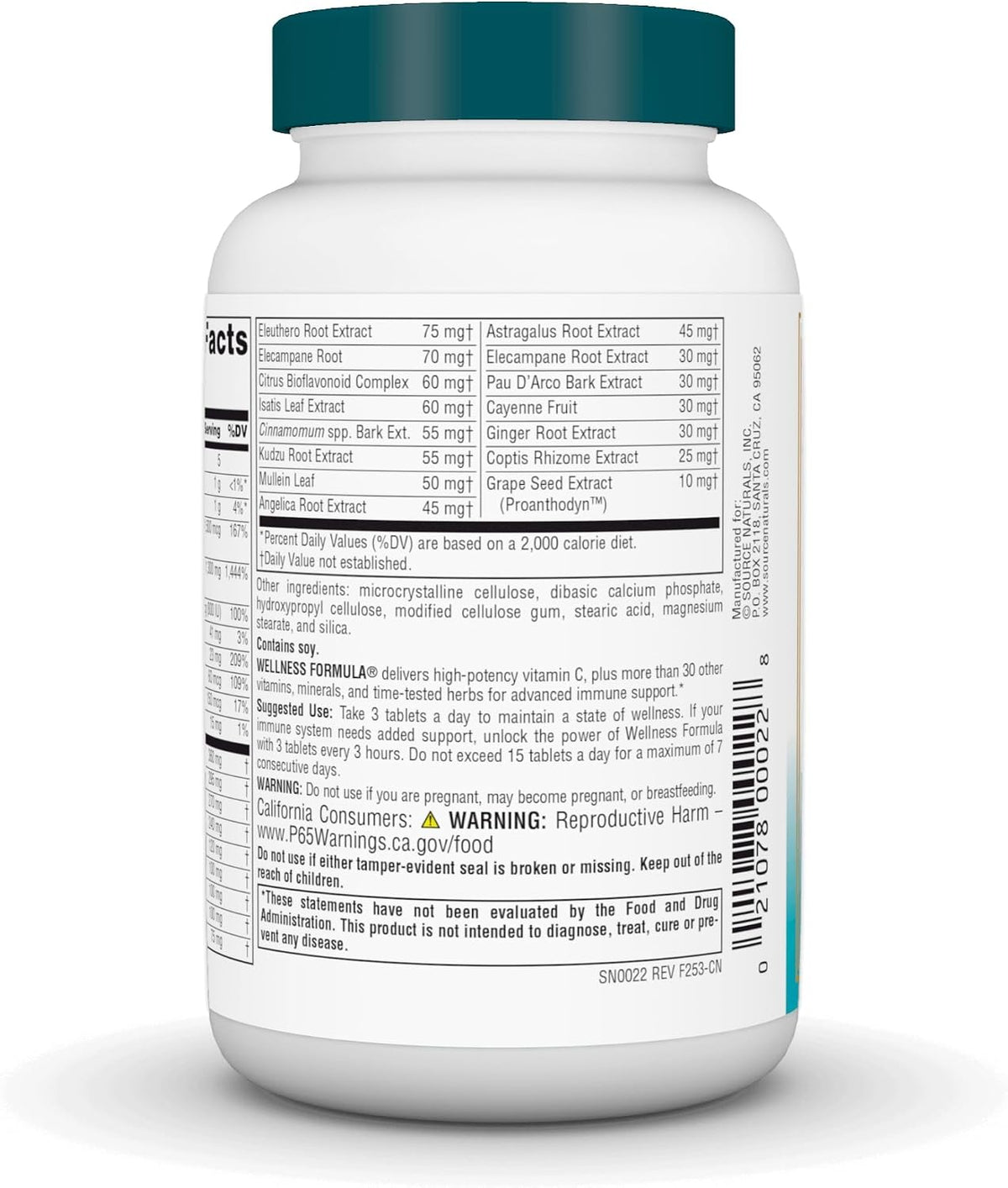 Source Naturals Wellness Formula Bio-Aligned Vitamins & Herbal Defence - Immune Support Supplement - 90 Tablets - görsel 3