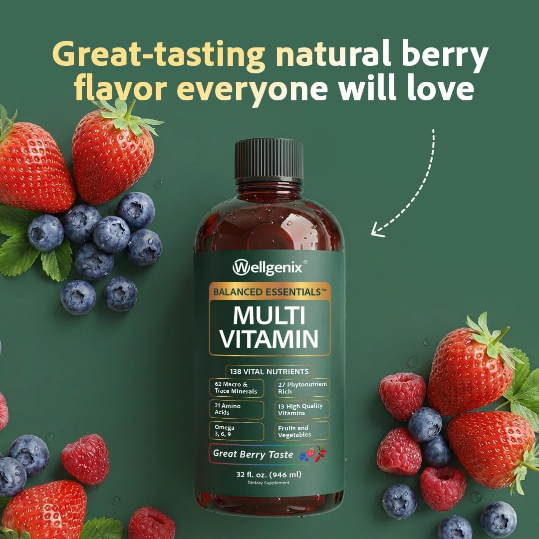 Wellgenix Balanced Essentials Liquid Multivitamin & Minerals - 946 ml - 138 Nutrients per Serving - görsel 7