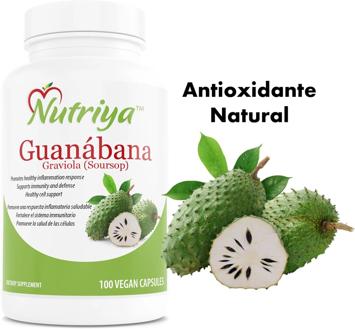 Nutriya Guanábana (Soursop/Graviola) – Super Antioxidant Support – 100 Vegetarian Capsules - görsel 6