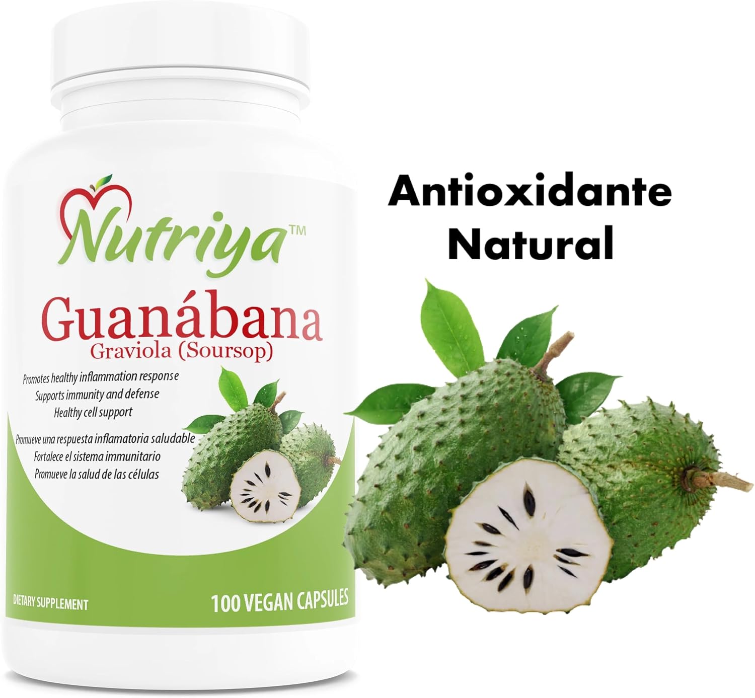 Nutriya Guanábana (Soursop/Graviola) – Super Antioxidant Support – 100 Vegetarian Capsules - görsel 6