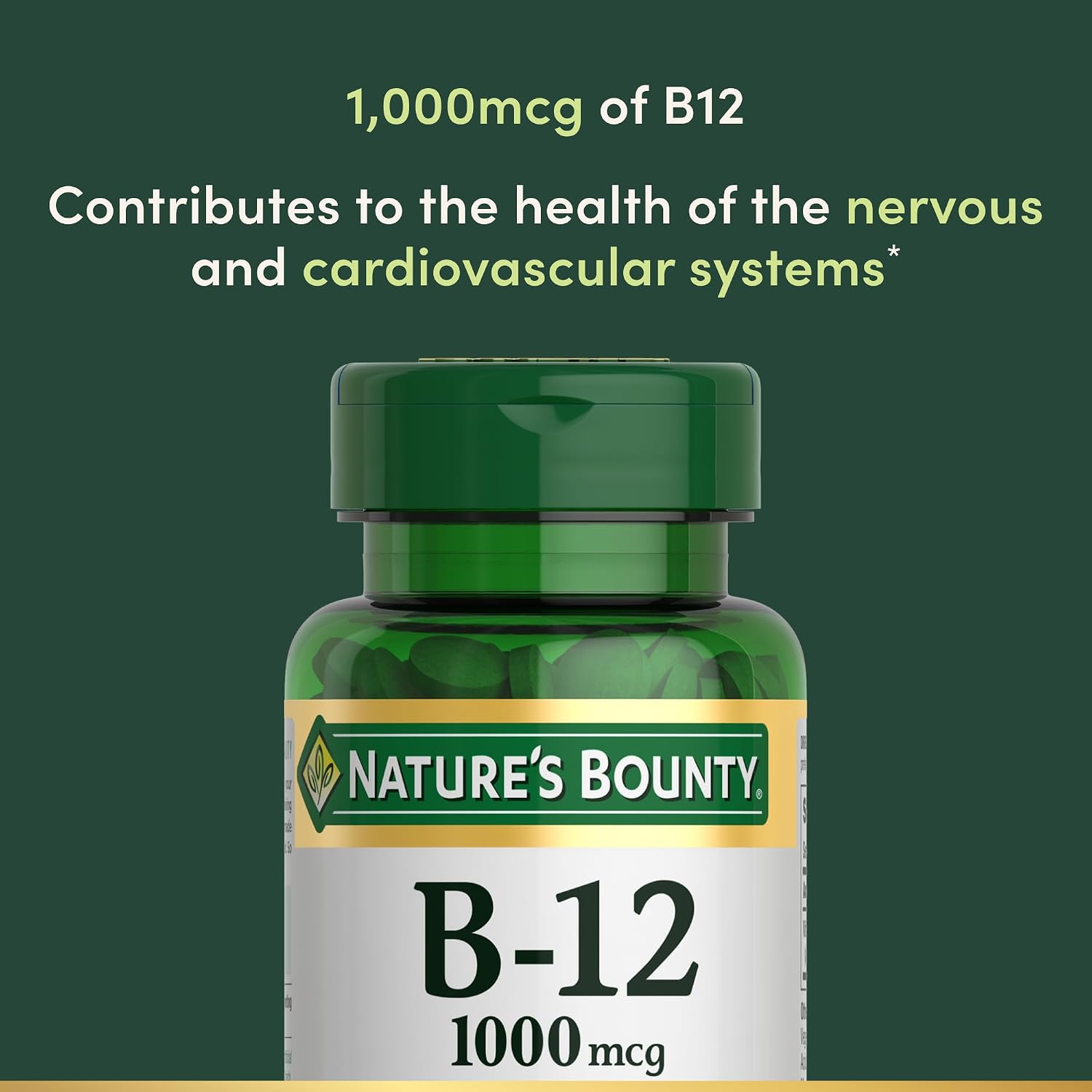 Nature's Bounty Vitamin B12 1000 mcg, Supports Energy Metabolism, 200 Tablets - görsel 3