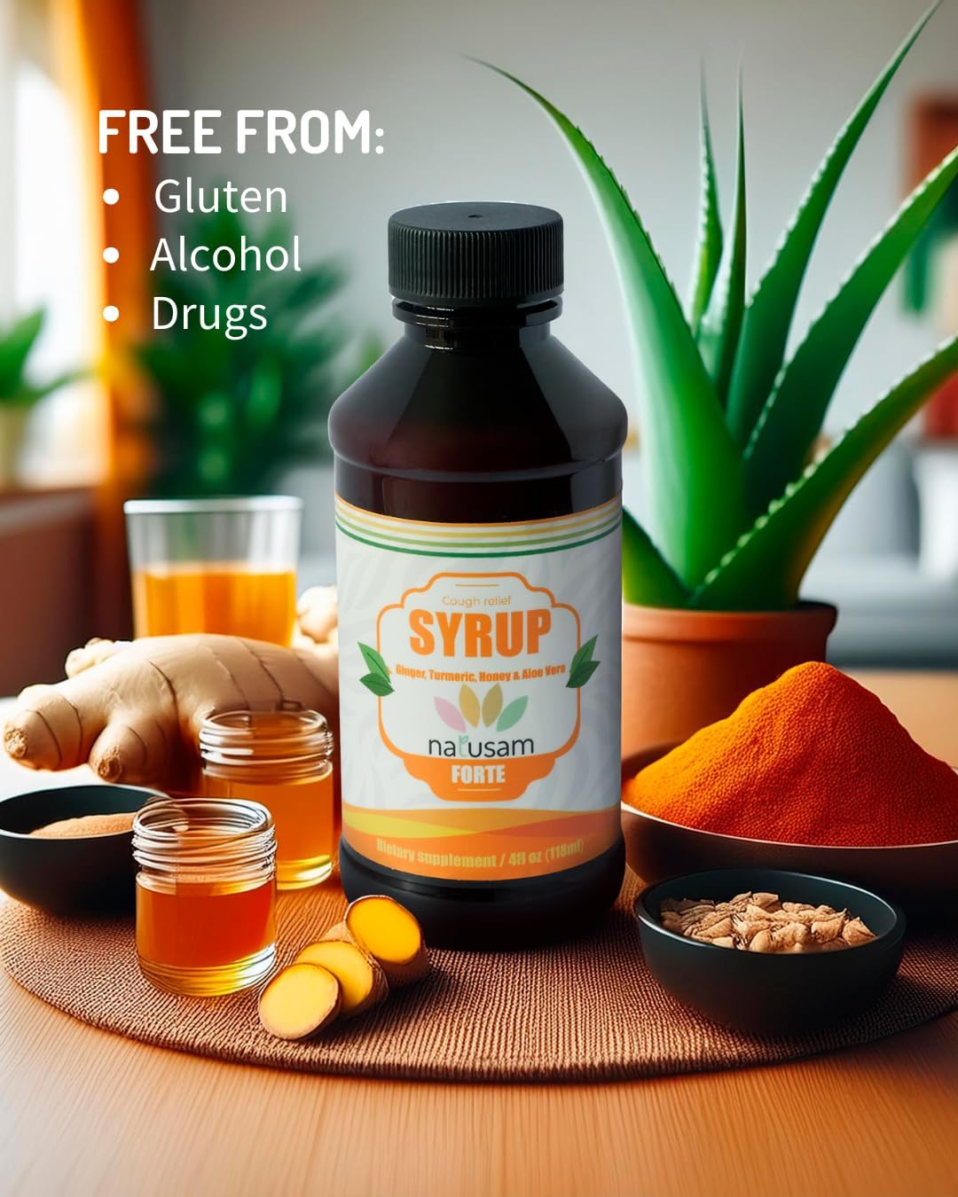 Natural Supplement Turmeric, Honey, Ginger, and Aloe Vera – Exotic Spice Flavour – 118 ml - görsel 4