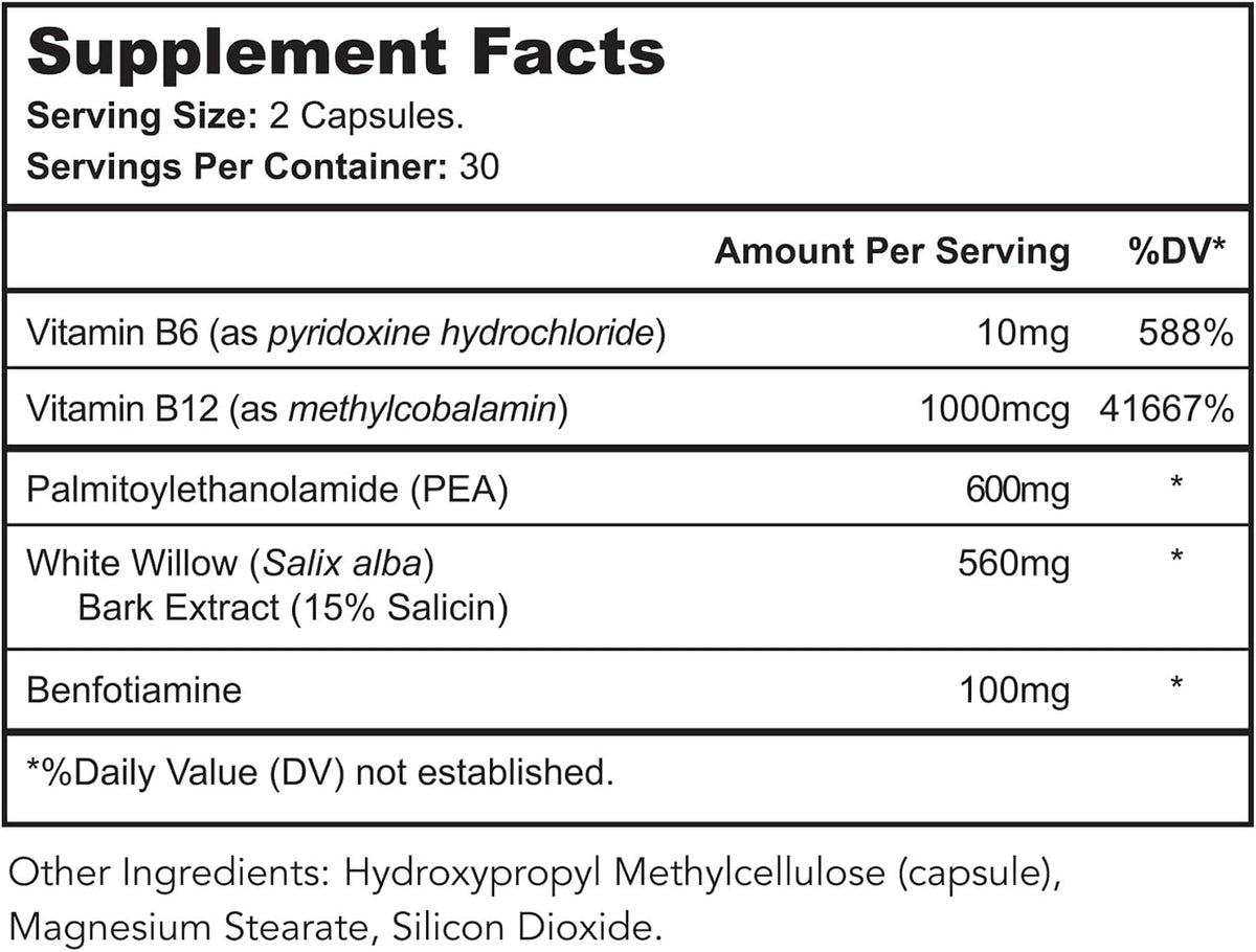 Nerve Restore – Nerve Support Supplement with PEA, White Willow & B-Vitamin Complex for Advanced Nerve Health – 180 Capsules - görsel 2