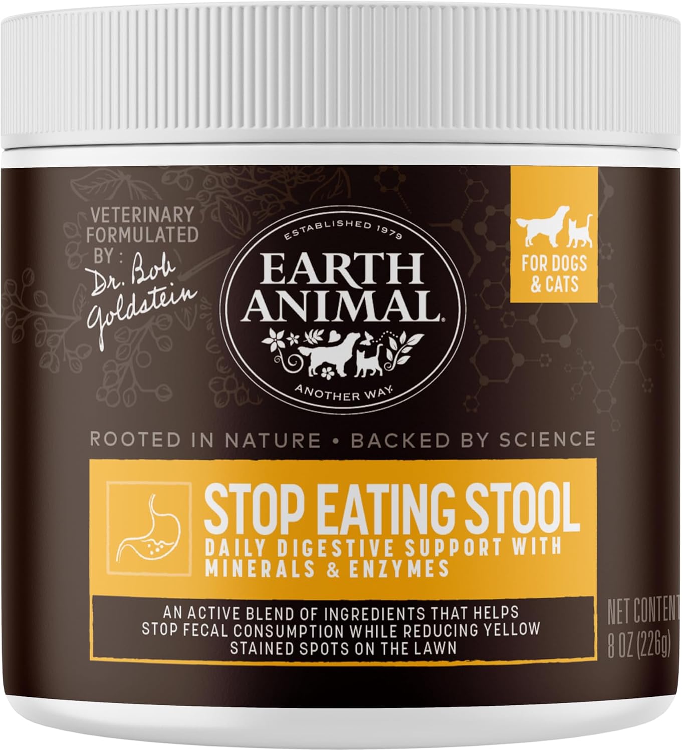Earth Animal Apothecary Powder Supplement - Stop Eating Stool Nutritional Powder for Dogs & Cats, 8 oz - görsel 1