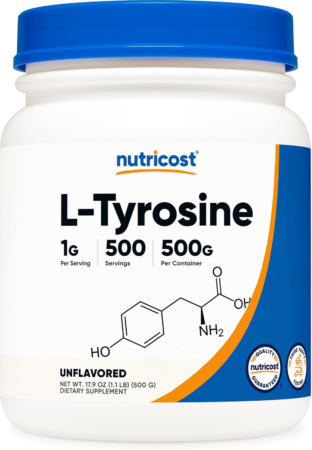 Nutricost L-Tyrosine Powder 500g - Pure Amino Acid, 1000mg per Serving - görsel 1