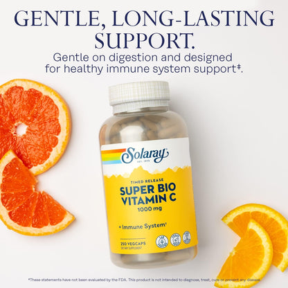 SOLARAY Super Bio Vitamin C 1000mg – Buffered Timed Release with Bioflavonoids, 250 Veg Capsules