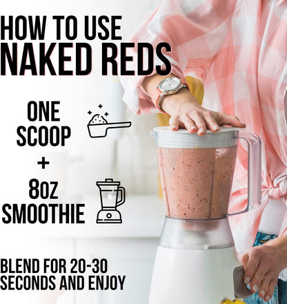 NAKED Reds Superfood Powder - Healthy, Energising Polyphenol Fruit Powder Mix, No Fillers, No Additives, Vegan, Non-GMO, Gluten-Free - 28 Servings