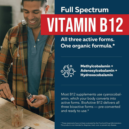 Triquetra Health BioActive Vitamin B12 5000 mcg - 3 BioActive Forms with Methylfolate, Sublingual Drops, Berry, Organic, Non-GMO, Vegan (1 oz)