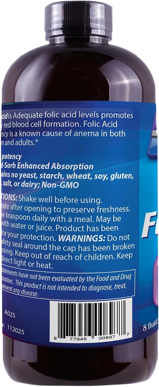 Liquid Folic Acid 800 mcg, 8 oz - görsel 6