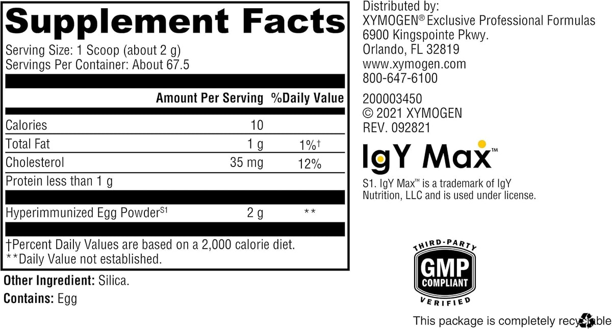 XYMOGEN IG 26 DF - Food Supplement with Hyperimmunised Egg Powder and Prebiotic Fibre, Vanilla Flavour - görsel 2