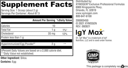 XYMOGEN IG 26 DF - Food Supplement with Hyperimmunised Egg Powder and Prebiotic Fibre, Vanilla Flavour