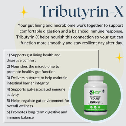 Healthy Gut Tributyrin-X | Most Bioavailable Butyrate Postbiotic for Gut Health & Leaky Gut Support | 99% Pure with Zero Odour | 30 Soft gel capsules