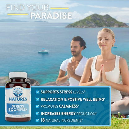 Natures Wellness Vitamin B Complex with Herbal Extracts and Vitamin C for Stress Support