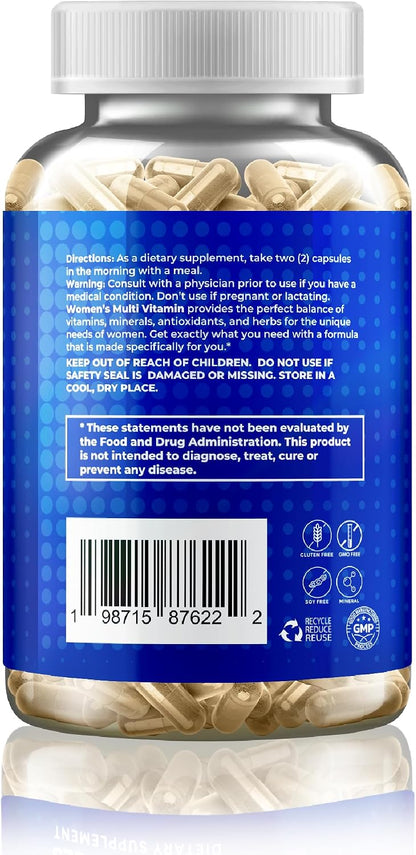 Gusevit 37-in-1 Women's Multivitamin for Immune Function, Energy Metabolism, Bone & Skin Health & Hair Maintenance – with Vitamin C, D3, Folic Acid, B-Complex, Biotin, Zinc & More – 120 Tablets