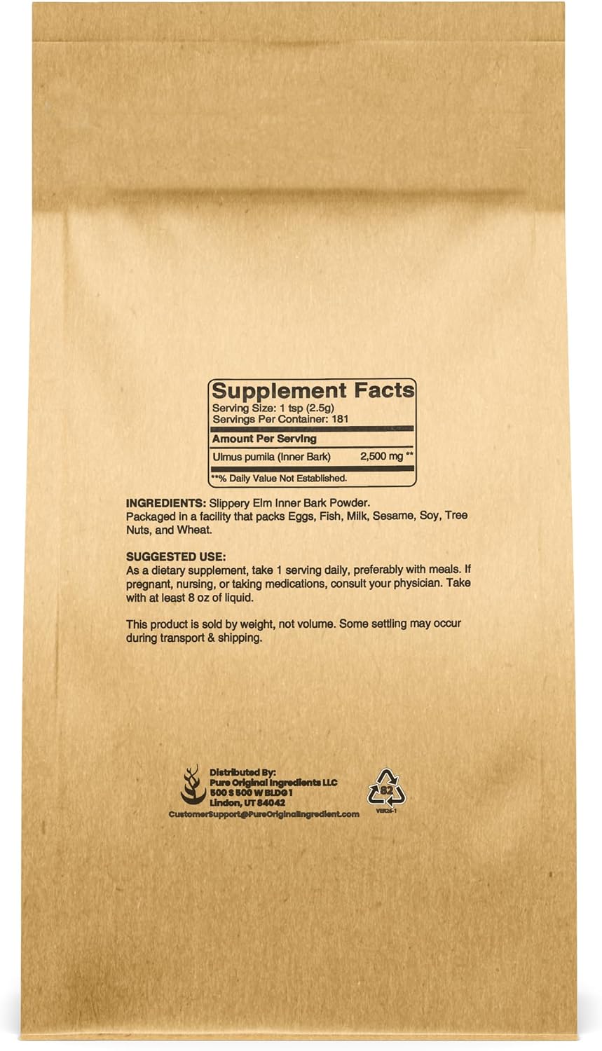 Pure Original Ingredients Slippery Elm Bark Powder (454g) - görsel 2