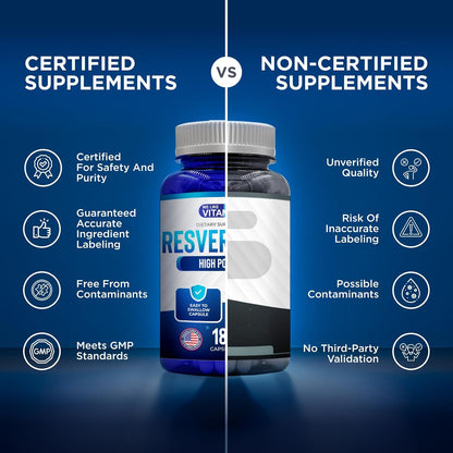 We Like Vitamins Resveratrol 1000mg - 180 Vegetarian Capsules - Antioxidant Supplement