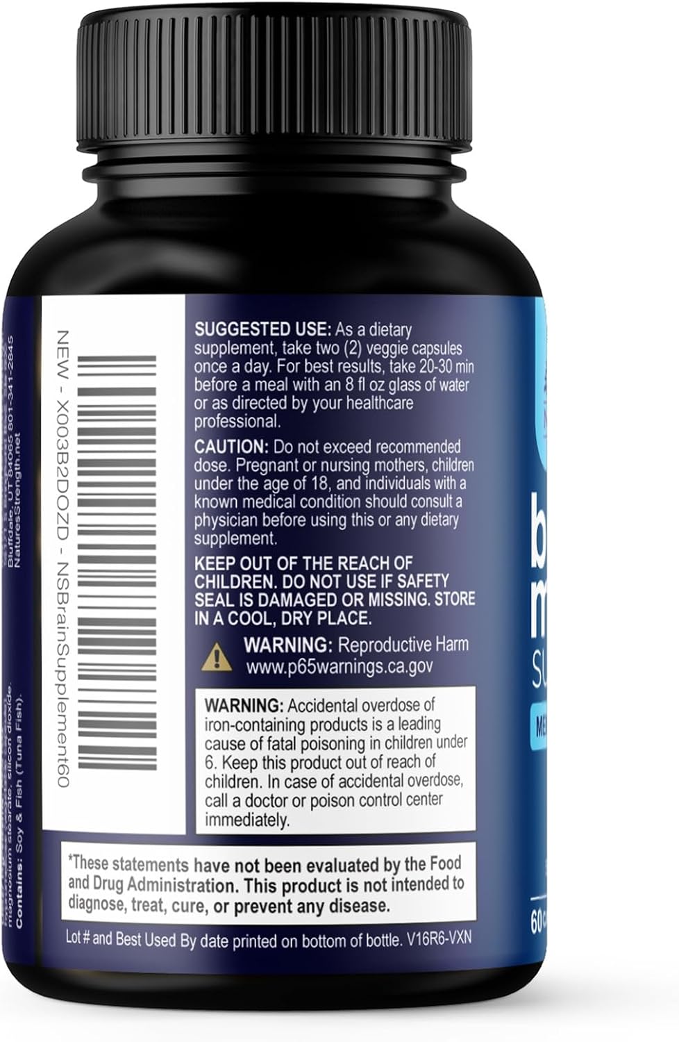 Nature's Strength Brain Memory Supplement - 3X Strength Nootropic Capsules for Concentration, Clarity & Focus Support - with Bacopa, Phosphatidylserine & DMAE - 60 Capsules - görsel 8