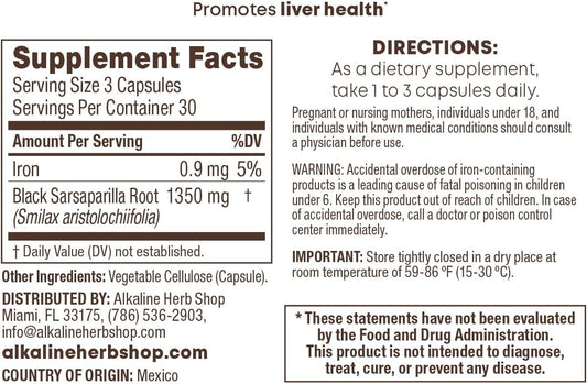 Black Sarsaparilla Food Supplement (90 Capsules)