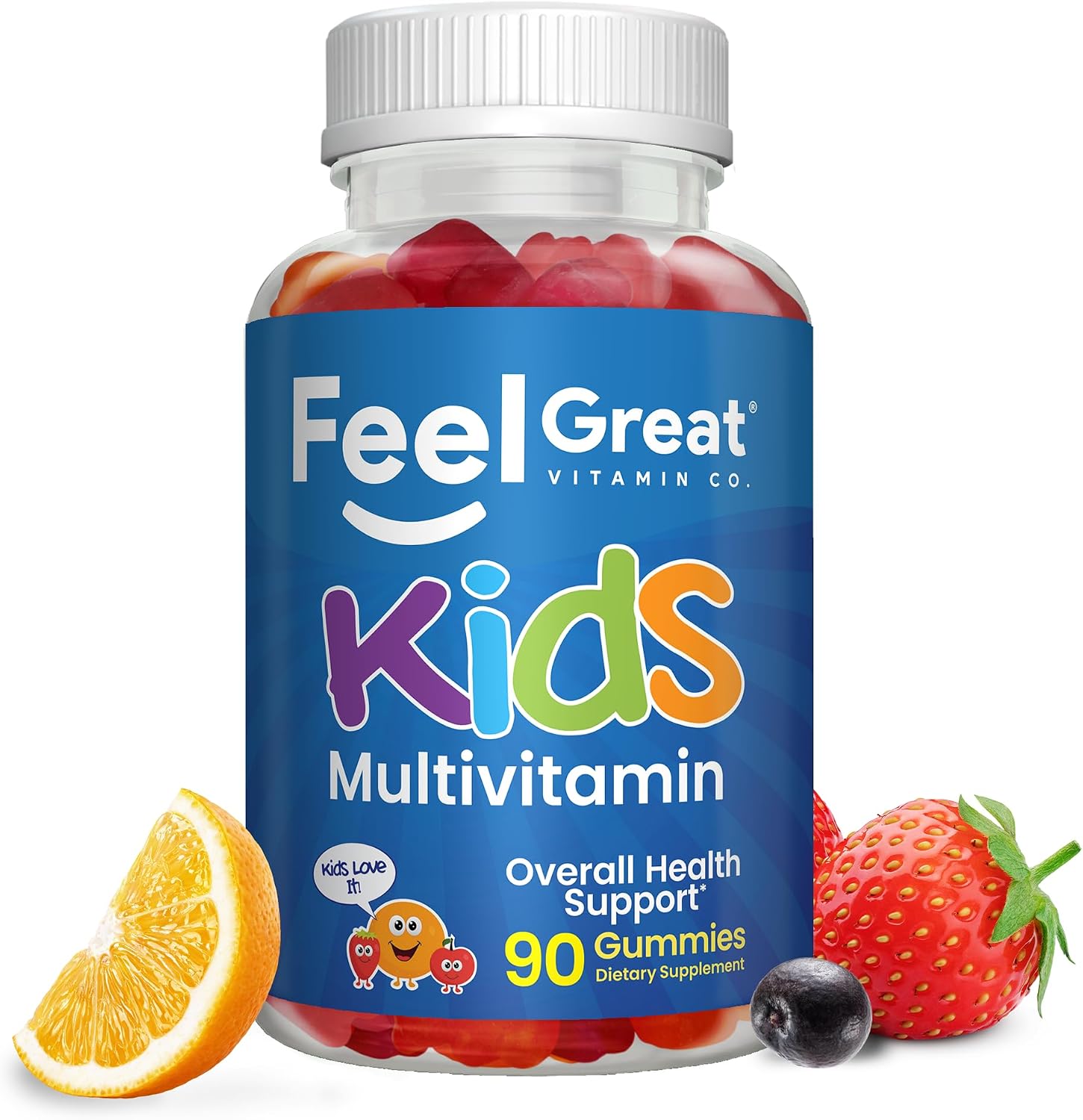Feel Great Kids Multivitamin Gummies - Citrus & Strawberry Flavoured - 45-Day Supply - görsel 1