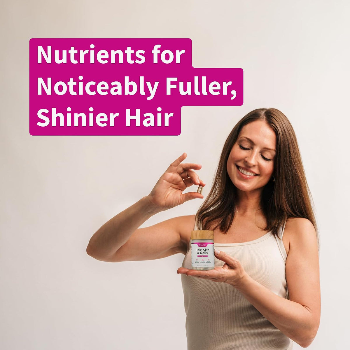 Snap Supplements Hair, Skin and Nails Vitamins with Biotin, Collagen, Kelp & Bamboo, 60 Capsules - görsel 3